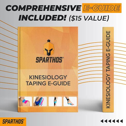 Sparthos Kinesiology Tape - دعم لا يصدق للرياضة الرياضية والانتعاش - دليل تسجيل علم الحركة المجاني! - لفة بعملة 2 بوصة × 16.4 قدم in Kuwait