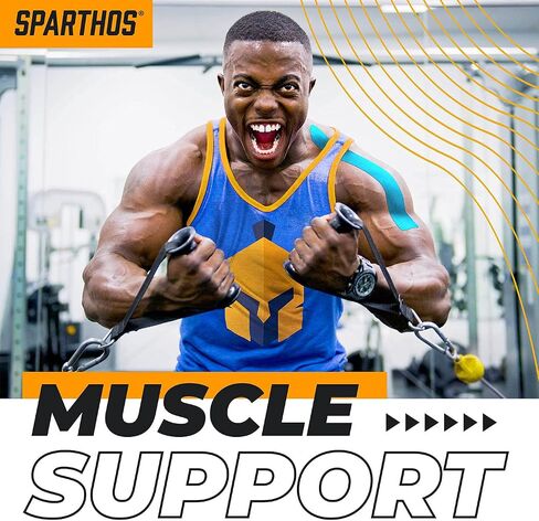 Sparthos Kinesiology Tape - دعم لا يصدق للرياضة الرياضية والانتعاش - دليل تسجيل علم الحركة المجاني! - لفة بعملة 2 بوصة × 16.4 قدم in Kuwait