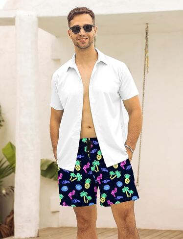شورت سباحة رجالي مع بطانة مضغوطة مقاس 5.5 بوصة، شورت سباحة سريع الجفاف مقاس S-XXL in Saudi Arabia
