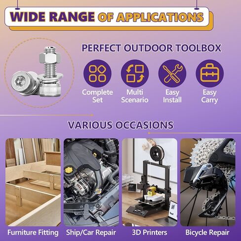 100PCS M5 Metric Screws Bolts and Nuts Assortment Kit, M5x6mm Metric Kits,12.9 Grade Carbon Steel Hex Socket Head Cap Screws with Lock & Flat Washers with 1 Allen Wrench for 3D Printing Projects in Kuwait