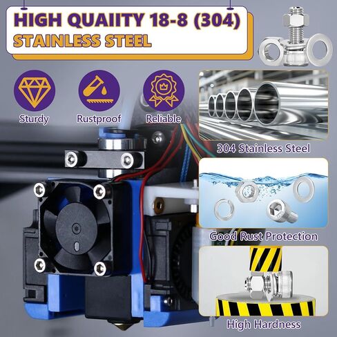 100PCS M5 Metric Screws Bolts and Nuts Assortment Kit, M5x6mm Metric Kits,12.9 Grade Carbon Steel Hex Socket Head Cap Screws with Lock & Flat Washers with 1 Allen Wrench for 3D Printing Projects in Kuwait