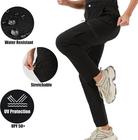 Women's Hiking Pants Quick Dry Lightweight Water Resistant Elastic Waist Cargo Pants for All Seasons in Saudi Arabia