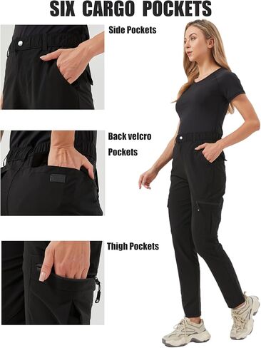 Women's Hiking Pants Quick Dry Lightweight Water Resistant Elastic Waist Cargo Pants for All Seasons in Saudi Arabia