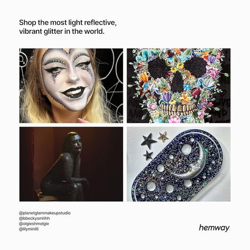 Hemway Craft Glitter - مزيج جليتر ناعم مكتنز متعدد الأحجام للفنون والحرف اليدوية وديكورات طلاء الراتنج الإيبوكسي، ومستحضرات التجميل لفن مهرجان الجسم للأظافر - فضي - 100 جم / 3.5 أونصة in Kuwait