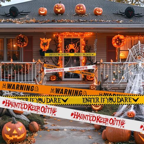حزمة شريط تحذير للهالوين مكونة من 3 قطع، تحذير - أدخل إذا كنت تجرؤ - ابق مسكونًا بالخارج، مجموعة شريط تحذير مخيف ومخيف للهالوين، حاجز لحفلات الهالوين، 3 بوصات × 1000 قدم لكل منها in Kuwait
