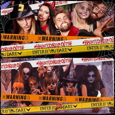 حزمة شريط تحذير للهالوين مكونة من 3 قطع، تحذير - أدخل إذا كنت تجرؤ - ابق مسكونًا بالخارج، مجموعة شريط تحذير مخيف ومخيف للهالوين، حاجز لحفلات الهالوين، 3 بوصات × 1000 قدم لكل منها in Kuwait