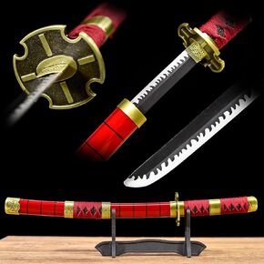 Japanese Anime Short Sword Stainless Steel Blade Tanto Exact Replica from The Anime (red)