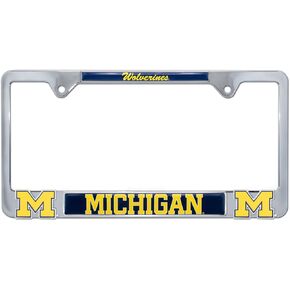 Elektroplate Officially Licensed – University of Michigan Wolverines Chrome Metal License Plate Frame with 3D Logos affixed | Premium Metal Car Tag Holder | Weather-Proof Automotive Accessory