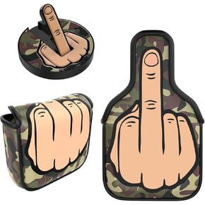 Camo Middle Finger Golf Putter Head Covers & Ball Marker - Premium Golf Club Protector with Magnetic Closure | Funny Golf Accessories for Men | Premium Club Protection | Great Gift for Golf Lovers