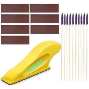 Micro Sander Block Kit+10 Sanding Sticks,70pcs 80-600Grit Detail Sandpaper,3.5" x 1" Micro Hand Sanding Block Kit Craft Sander,Micro Detail Sander Paper Set for Plastic Model Wood Lovers Tight Spaces