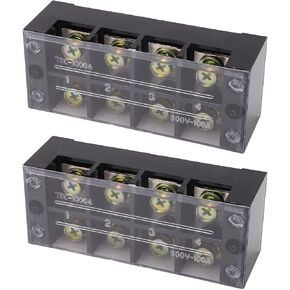 2 Pcs Terminal Strip Block 100A 600V Large Current Easy Wiring Ground Circuit Terminal Block Sturdy for Lighting Power Distribution System (4 Positions)