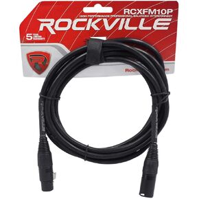 Rockville Black 10' Female to Male REAN XLR Mic/Speaker Cable, 10 Foot (RCXFM10P-B)