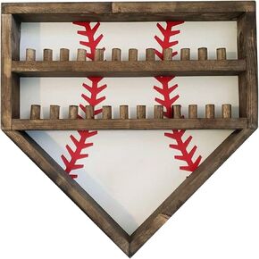 Baseball Ring Display Case, Wood Baseball Ring Holder Softball Championship Ring Holder Wall Mount Baseball Ring Stand Organizer for Medal Souvenir Collectables White 36*36cm