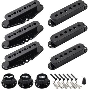 48mm 50mm 52mm Single Coil Black Pickup Cover One Volume Two Tone Knobs with Switch Cap Kit for ST SQ Electric Guitar
