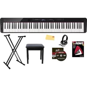 Casio Privia PX-S3100 Digital Piano - Black Bundle with Adjustable Stand, Bench, Headphones, Piano Book, Online Piano Lessons, Instructional DVD, and Austin Bazaar Polishing Cloth