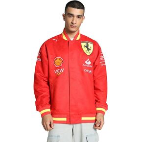 PUMA Scuderia Ferrari Men's 2024 Team Varsity Jacket Burnt Red - Size: X-Small