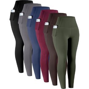LZYVOO Leggings with Pockets for Women, 6 Packs Soft High Waisted Tummy Control Workout Yoga Pants