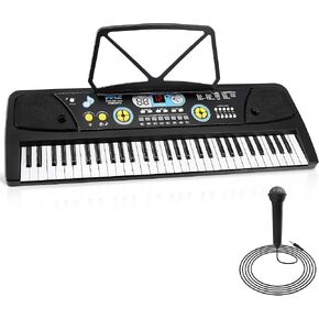 Pyle Electric Keyboard Piano 61 Keys - Portable Digital Musical Karaoke Piano Keyboard -10 Rhythms 16 Tones, Stereo Speakers, Rechargeable Battery - Wired Microphone - Beginners Kids Adult