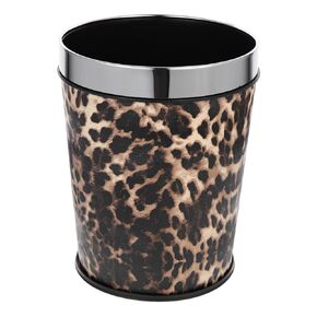 ABOOFAN Small Bathroom Trash Can Garbage Can Leopard Printed Waste Basket with Top Ring to Fix Bag for Bedroom Office Home
