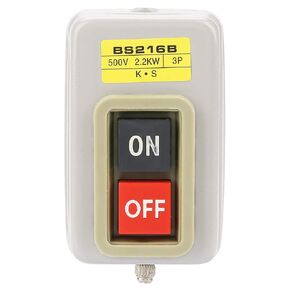 110/220/380V Self-Locking 3P On/Off Button Switch, 10A Power Push Button Switch for Control Your Motor Directly with No Contactor Required BS216B,Buttons and Indicators