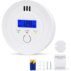 Carbon Monoxide Detector, Easy to Install CO Detector with Self-Test Button and LCD Digital Display, 85dB Carbon Monoxide Alarm for Bedroom, Living Room, Kitchen