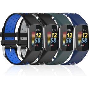 ELUTENG 4 Pack Compatible with Fitbit Charge 5 Bands/Fitbit Charge 6 Bands for Women Men, Soft Breathable Replacement Sport Strap Waterproof Wristbands for Fitbit Charge 5/ Charge 6 Fitness Tracker