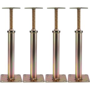 House Floor Jacks, 4 PCS Post Floor Joist Jacks Adjustment for Leveling, 11.6"-16.1" Height Range, up to 10000 LBS Total Support, Galvanized Telescoping Screw Jacks for Temporary Support