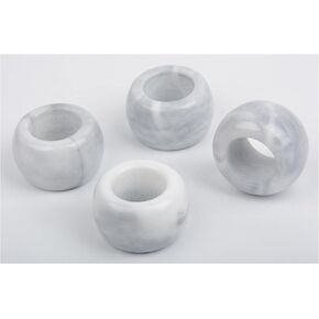 Napkin Rings,Marble Napkin Holder for Table Decorations,This Delicate Stone Napkin Ring is More Suitable for Small Parties,Family Dinners,4 Sets (White Gray)