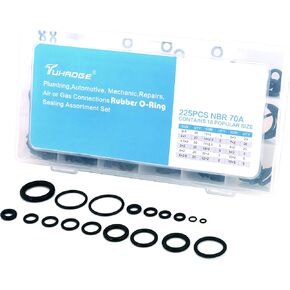 O Ring kit 457 Pcs 225PCS Hydraulic o Rings 18 Size O Ring Assortment Rubber O-Ring Gasket Assortment Kit (225 PCS)