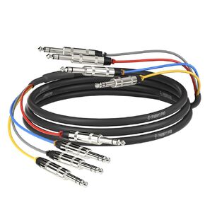 Phenyx Pro 3 Ft TRS Snake Cable, 1/4" Cable, Color-Coded TRS Patch Wire, 4-Channel Audio Cord w/24 AWG OFC Copper, Balanced 1/4-Inch Cord for Guitar, Bass & AMP (PCBL-QR4IN1-3)