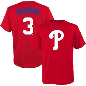 Bryce Harper Philadelphia Phillies MLB Kids Youth 8-20 Red Official Player Name & Number Jersey T-Shirt