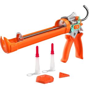 Holothurian Caulking Gun, Heavy-Duty Aluminum Caulk gun, 1/10 Gallon, Adjustable 12:1 & 25:1 Thrust Ratio, No-Drip, Built-in Nozzle Cutter and Puncture Tool, Two Nozzles and Scraper