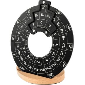 Circle of Fifths Wheel Metal Melody Tool with Wooden Stand and Guitar Chord Chart Music Theory Book for Musical Instruments