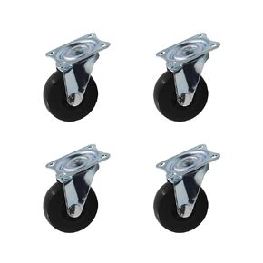 Heavy Duty Industrial Caster Wheel PU No Noise Mini Wheels,TTZEZE 360 Degree Swivel Rectangle Top Plate Castor with Rubber Base,Rolling Smooth Wheels for Cart,Workbench 1 Inch Caster Set of 8
