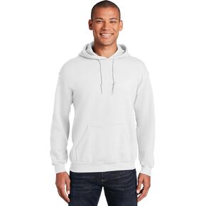 Hooded Pullover Sweat Shirt Heavy Blend 50/50 7.75 oz. by Gildan (Style# 18500) (Large, White)