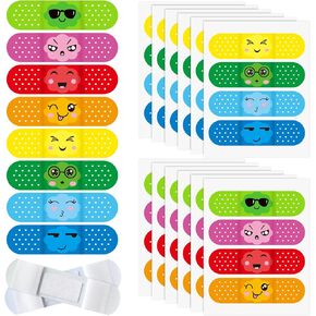 Weewooday Kids Cartoon Bandages Bulk 8 Styles Flexible Adhesive Colorful Expression Strips Waterproof Cute Bandages Comfortable Protection Care for Girls Boys Children Toddlers Scrapes Burns (200 Pcs)