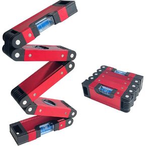 Sutekus Folding Level 5 Sections Foldable Level Aluminum Alloy Multi-Angle Measurement Tool with Level Bubbles and Powerful Magnets for Woodworking Construction