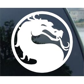 Crawford Graphix Mortal Kombat Dragon Combat Video Game Decal Sticker (5.5" White)