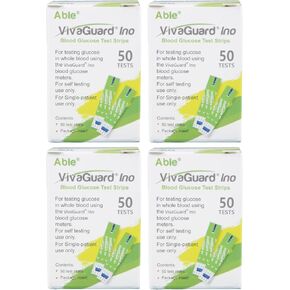 Ino Blood Glucose Test Strips for Diabetes - 200 Counts Accurate Diabetic Test Strips for Monitoring Blood Sugar - Compatible with Vivaguard Ino Glucometers Only, Green