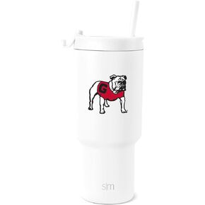 COLLEGIATE COLLEGIATE GEORGIA BULLDOGS 30 أوقية البسيطة مع غطاء القش والقش | كوب معزول من الفولاذ المقاوم للصدأ | هدايا للرجال النساء | مجموعة القبو الرجعية | جورجيا البلدغ
