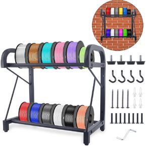 3D Printer Filament Storage Rack-Wall Mounted/Desk-Top Two Tier Filament Storage Rack,Heavy Duty Metal Shelf for PLA/ABS/TPU,3D Printing Filament Metal Rack for 3D Printing Studio, Office Workshop