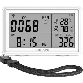 Tuya WiFi Portable Carbon Monoxide&Temperature&Humidity Display,Wireless Digital Hygrometer Indoor Thermometer,Temperature and Humidity Monitor,Carbon Monoxide Detector for Home,Gym,Cellar,Nursery
