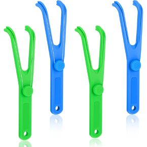 Chengu 4 Pieces Dental Floss Holder Reusable Flosser Reusable Floss Handle Holder Flossmate Handle for Oral Clearing (Blue, Green)