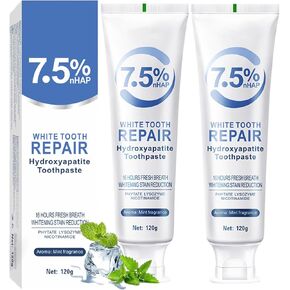 2Pack Hydroxyapatite Toothpastes for Enamel Protection and Tooth Strengthening,Fluoride-Free Toothpaste for Sensitive Teeth Gentle Mint, Fresh Breath for Oral Health
