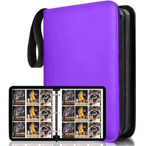 9 Pocket Trading Card Binder, 900 Pockets Basketball Card Binder for MTG, Top loading Pockets Card Collector Album, PU Leather Card Collector Folder for Game Cards, Sports Cards (Purple)