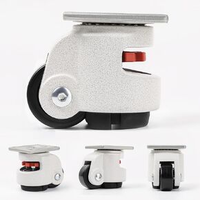 Leveling Machine Casters Set of 4 Load 3300 LBS: Retractable Caster Wheels for workbenches 360-degree Plate Swivel casters for Furniture, Equipment,Casters with Nylon Wheel and Rubber Foot