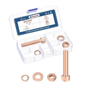 4pcs M10 Socket Head Cap Screws Bolts Nuts Assortment Kit - [M10-1.5x50mm] Red Copper Fully Threaded Hex Screw for 3D Printer Use