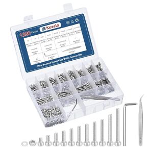 1280pcs M3 Socket Head Cap Screws Bolts Nuts Assortment Kit - [M3x4/6/8/10/12/14/16/18/20/25/30mm] 304 Stainless Steel Allen Socket Drive for 3D Printer, with Wrench