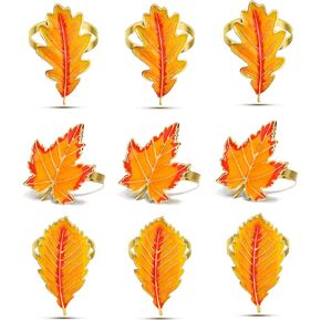12 Pcs Fall Leaf Napkin Ring Set Gold Napkin Ring Holder Metal Napkin Ring Bluk for Fall Thanksgiving Wedding Dinner Table Decoration…