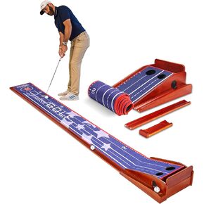 Perfect Practice Barstool Golf Putting Mat with Ball Return - 9.5ft Portable Practice Putting Green - Training Aid for Indoor, Outdoor Golf Practice at Home, Office, Backyard - Golfing Gifts for Men
